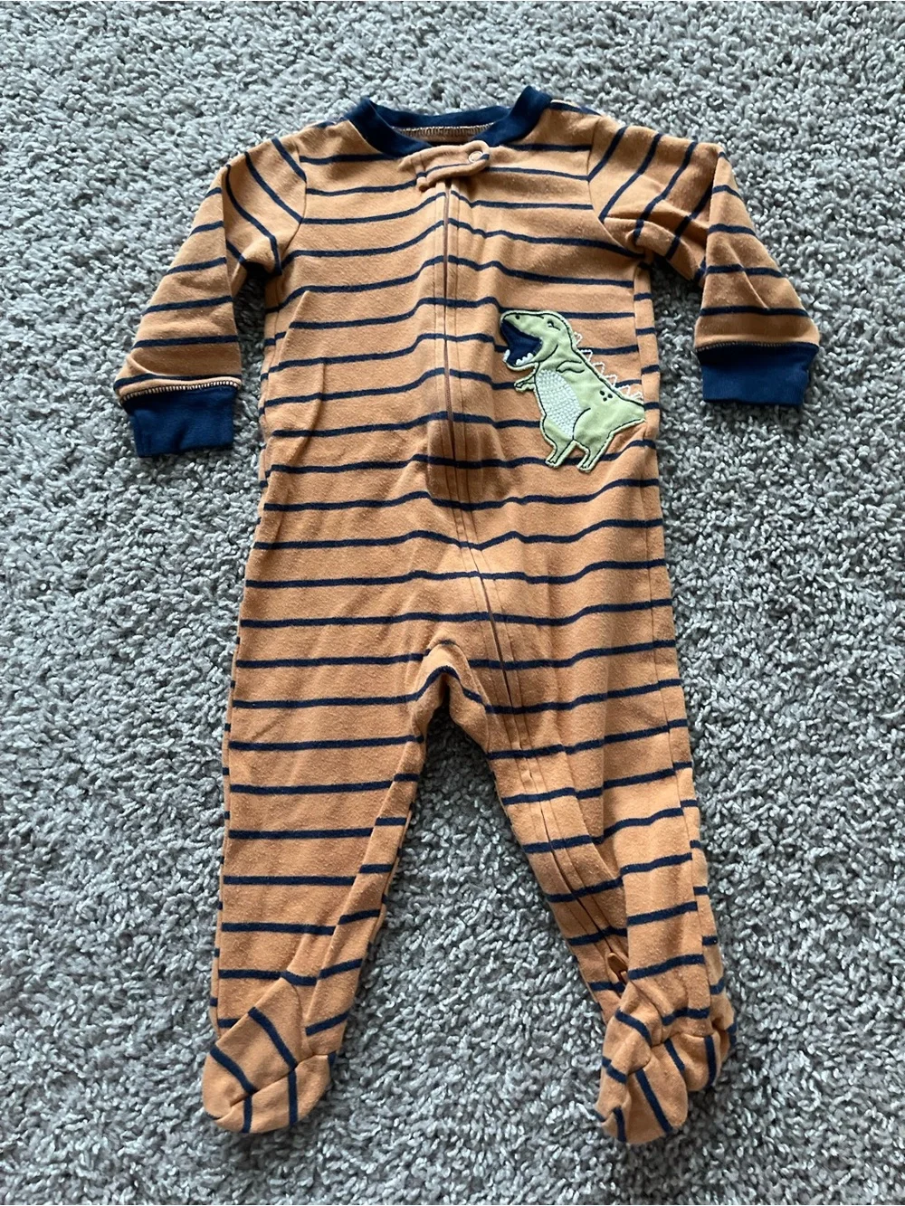 Kids One-Piece Pajama Set in Teal, White, Orange & Black Plaid